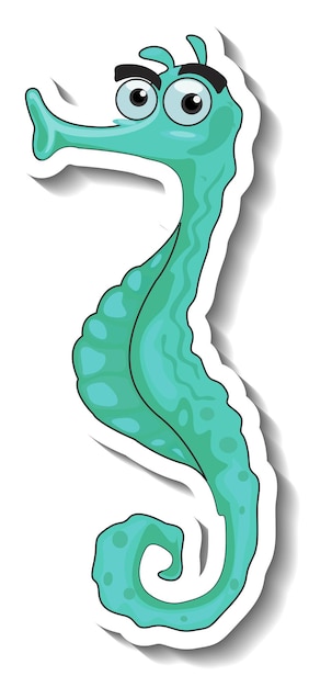 Free vector seahorse sea animal cartoon sticker