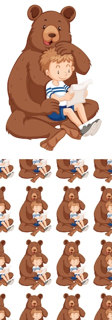 Free Vector seamless background design with bear and boy