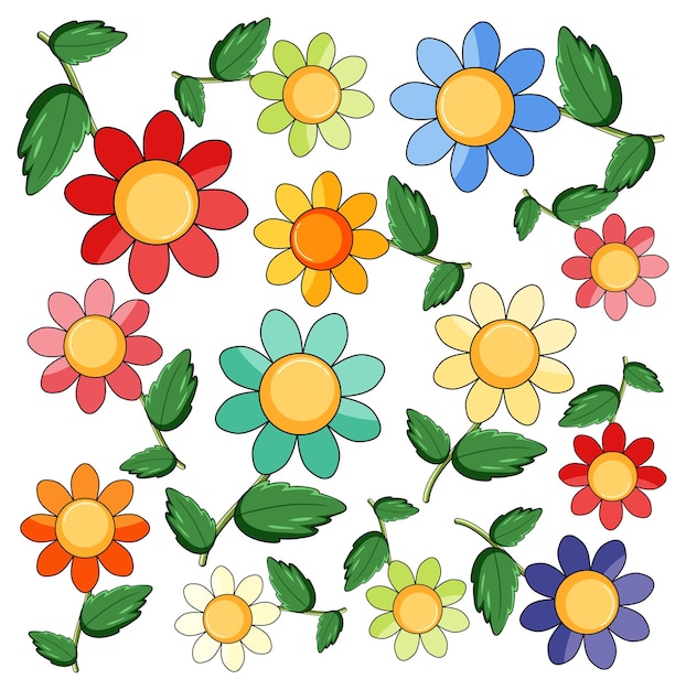 Free vector seamless background design with colorful flowers