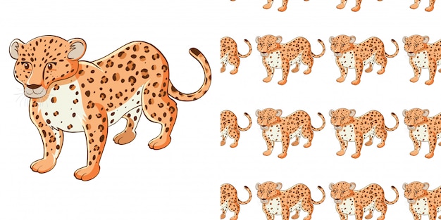 Seamless background design with cute cheetah