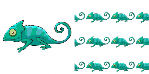 Free Vector seamless background design with green chameleon