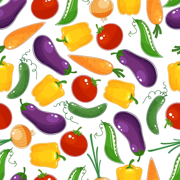 Free Vector seamless background pattern of colorful fresh vegetables