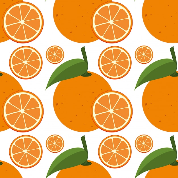 Free Vector seamless background template with fresh oranges