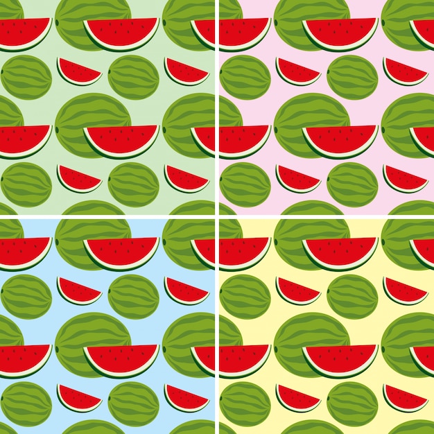 Free Vector seamless background template with fresh watermelons