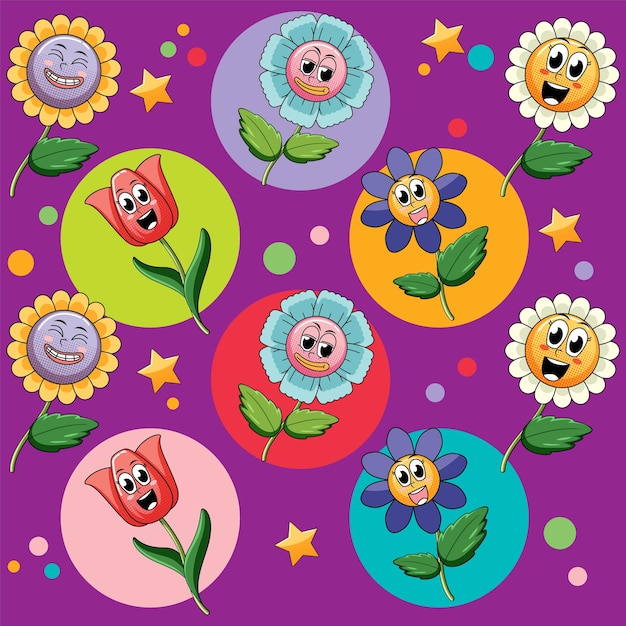 Free vector seamless background with colorful flowers