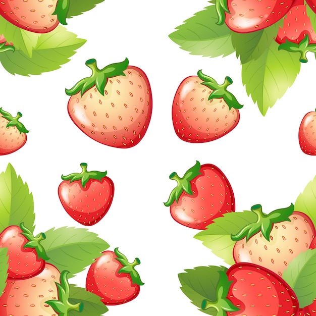 Free Vector seamless background with fresh strawberries