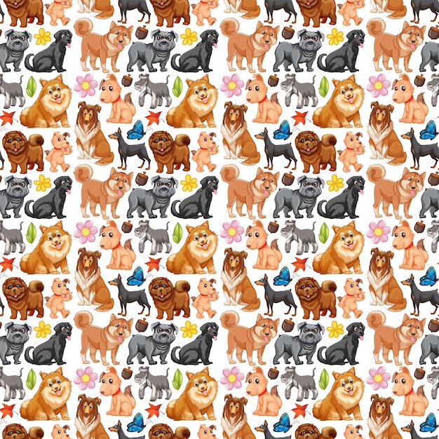 Free Vector seamless background with many dogs