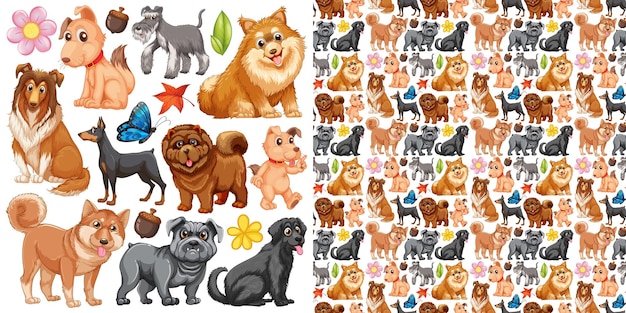 Free Vector seamless background with many dogs