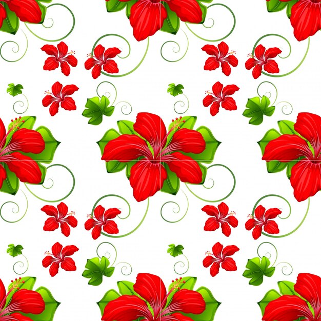 Seamless background with red flowers