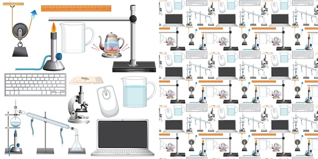 Free Vector seamless background with science equipments