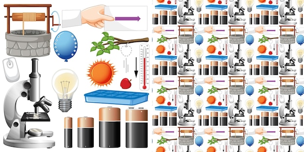 Free Vector seamless background with science equipments