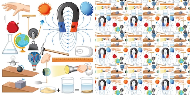 Free Vector seamless background with science equipments