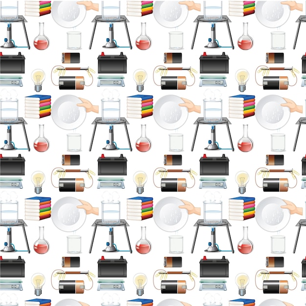 Free Vector seamless background with science equipments