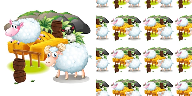 Free Vector seamless background with sheeps jumping