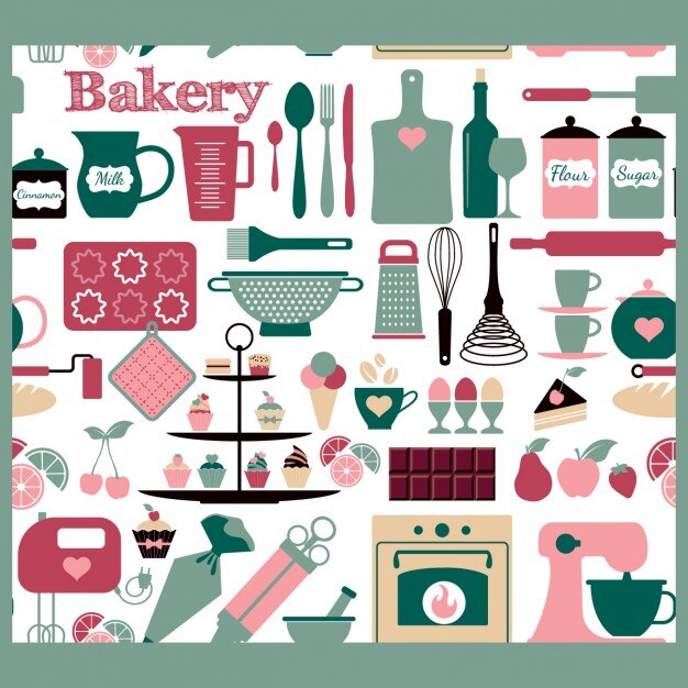 Seamless bakery tools pattern