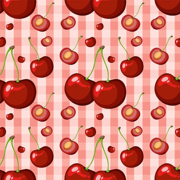 Free Vector seamless cherry pattern on plaid