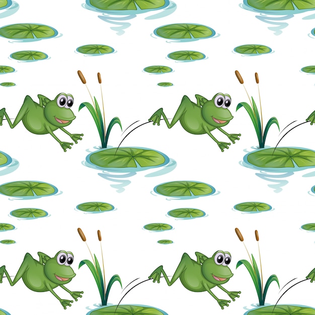 Free Vector seamless design with frogs at the pond