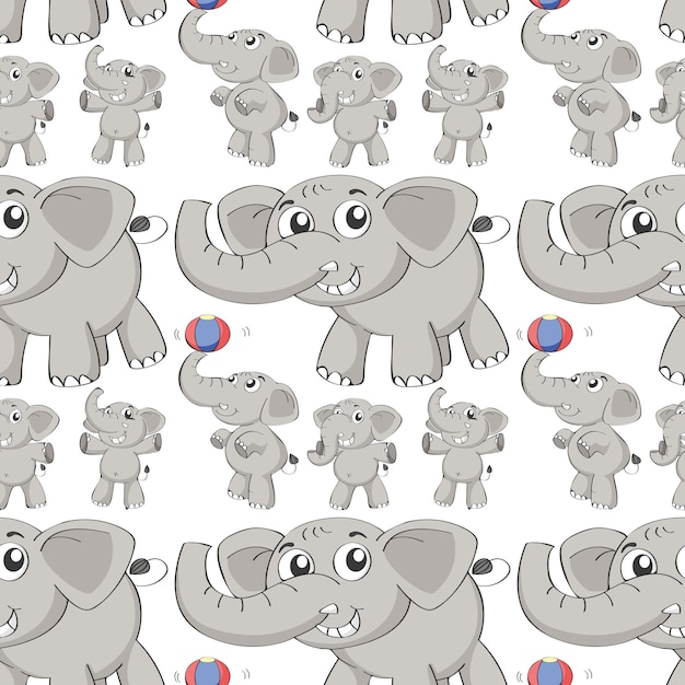 Free Vector seamless different post of elephant