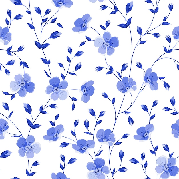 Free Vector seamless flowers pattern isolated on white background vector illustration