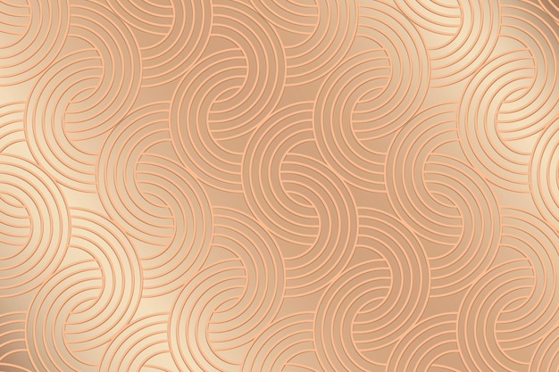 Seamless golden interlaced rounded arc patterned background