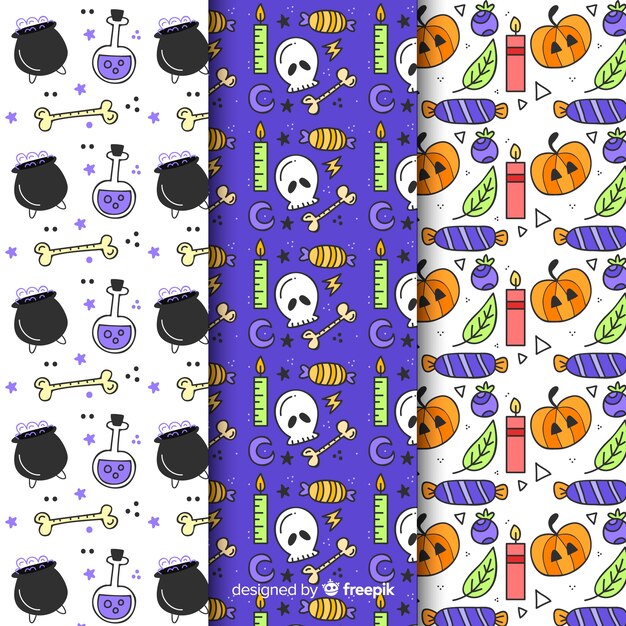 Seamless halloween pattern collection