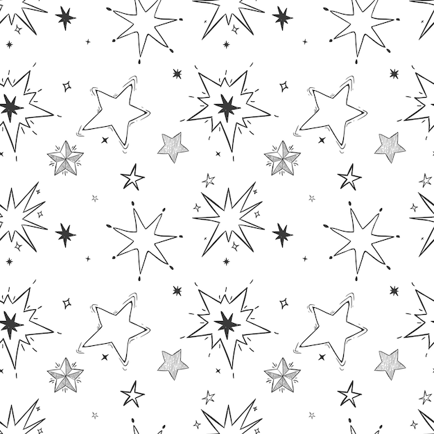 Seamless hand drawn stars pattern