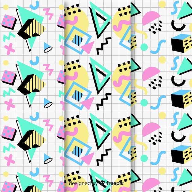 Seamless memphis pattern pack