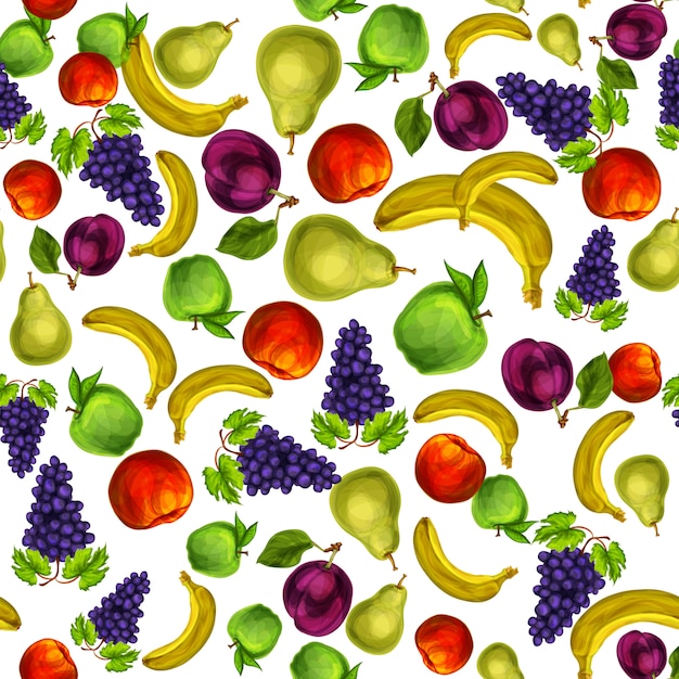 Free Vector seamless mixed fruits pattern