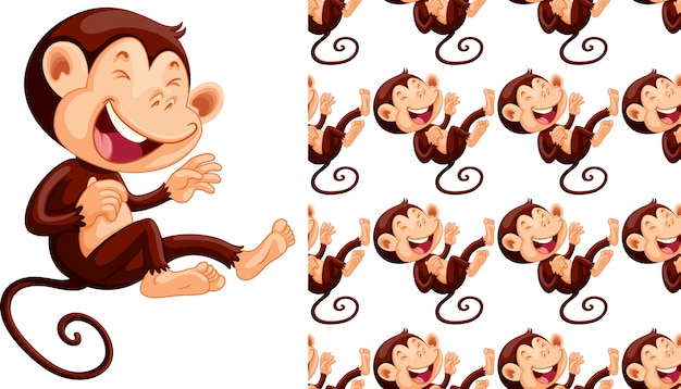 Seamless monkey animal pattern cartoon