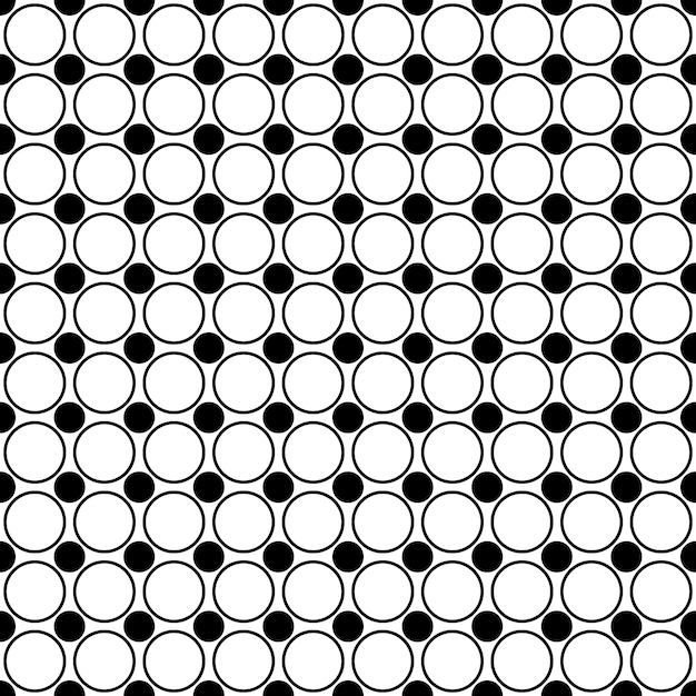 Seamless monochrome circle pattern - abstract geometric vector background from dots and circles