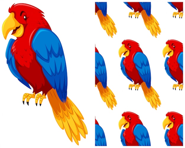 Free vector seamless parrot pattern isolated on white