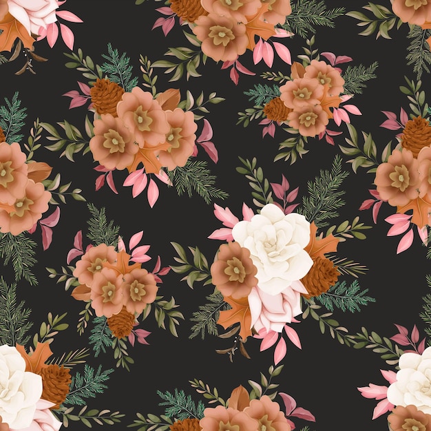 Free vector seamless pattern autumn flower design