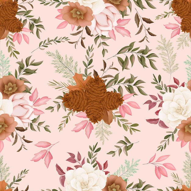 Free vector seamless pattern autumn flower design