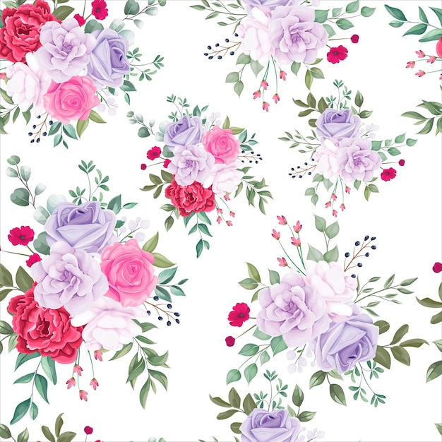 Seamless pattern beautiful blooming floral