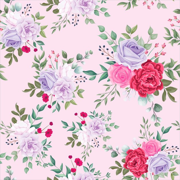 Seamless pattern beautiful blooming floral