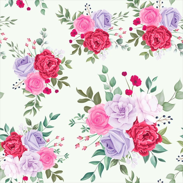 Seamless pattern beautiful blooming floral