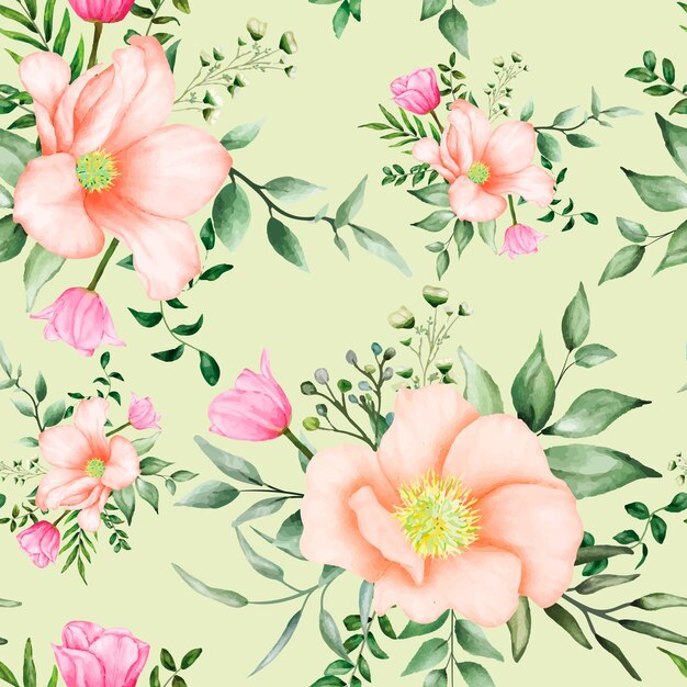 seamless pattern beautiful blooming roses and peony flower