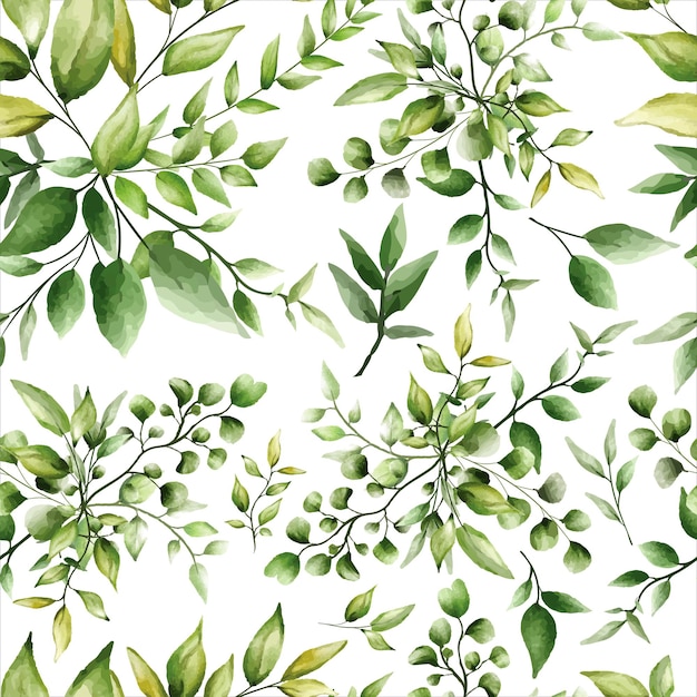 seamless pattern beautiful greenery leaves design