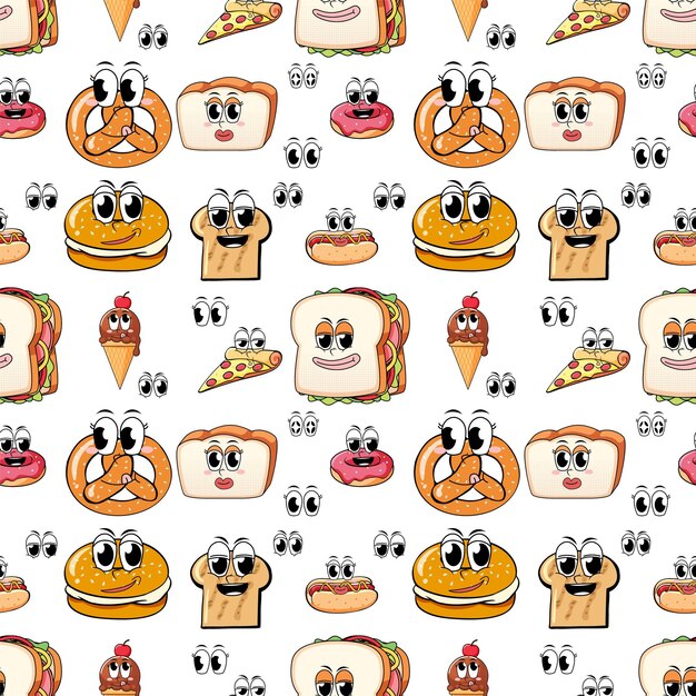 Seamless pattern cartoon on white background