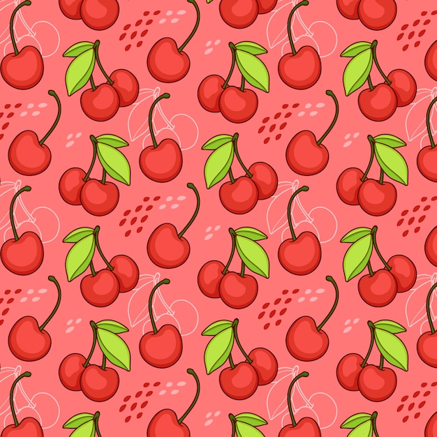 Free Vector seamless pattern of cherries