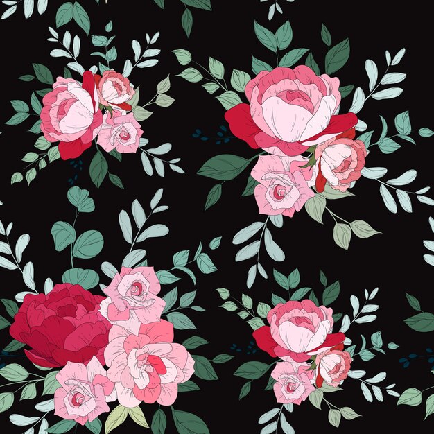 Seamless pattern design with beautiful floral