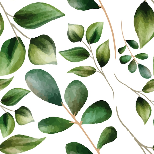 seamless pattern design with beautiful watercolor leaves