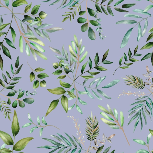 seamless pattern design with beautiful watercolor leaves