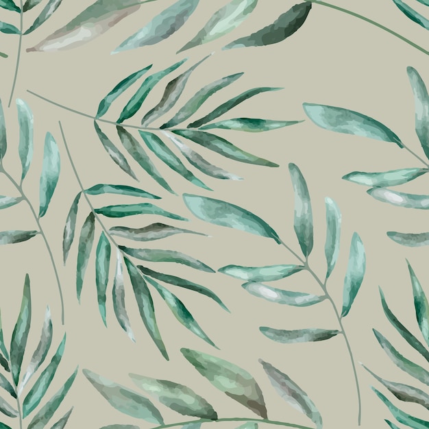 Free Vector seamless pattern design with beautiful watercolor leaves