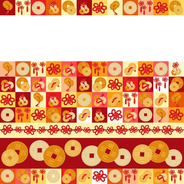 Seamless pattern feng shui with coins