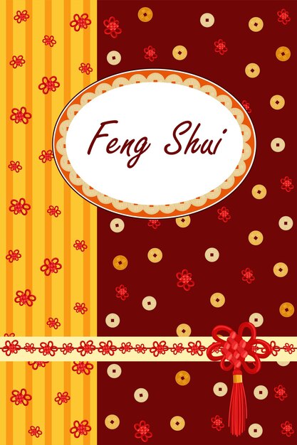 Seamless pattern feng shui with coins