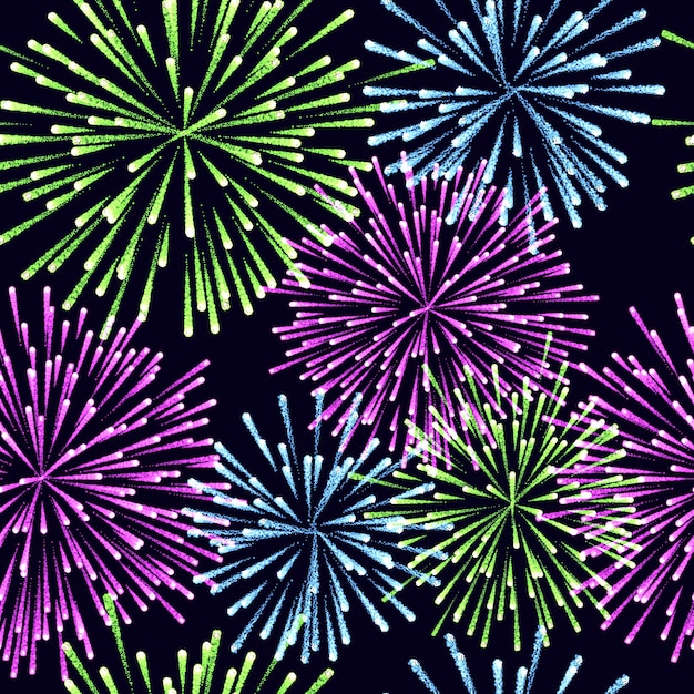 Seamless pattern of fireworks