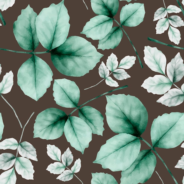 Free Vector seamless pattern floral with elegant watercolor leaf