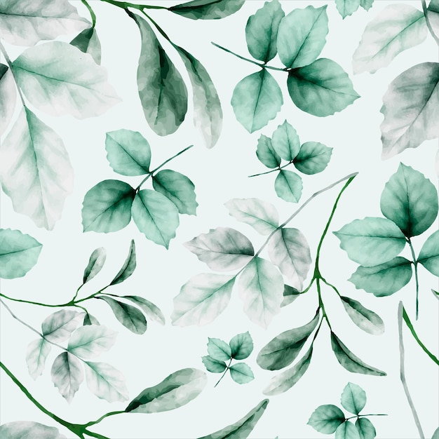 seamless pattern floral with elegant watercolor leaf