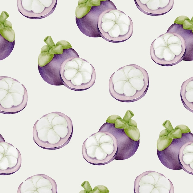 Free Vector seamless pattern of mangosteen, full and peeled